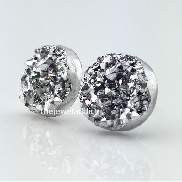 3 for $25 ⚡️Silver faux druzy studs - Picture 2 of 4